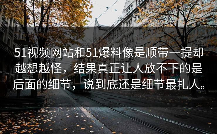 51视频网站和51爆料像是顺带一提却越想越怪，结果真正让人放不下的是后面的细节，说到底还是细节最扎人。