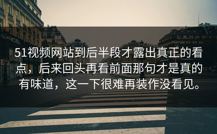 51视频网站到后半段才露出真正的看点，后来回头再看前面那句才是真的有味道，这一下很难再装作没看见。