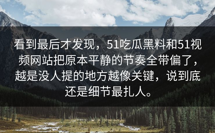 看到最后才发现，51吃瓜黑料和51视频网站把原本平静的节奏全带偏了，越是没人提的地方越像关键，说到底还是细节最扎人。