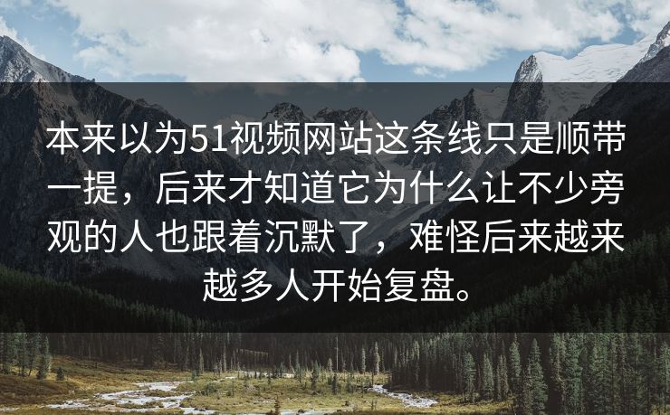 本来以为51视频网站这条线只是顺带一提，后来才知道它为什么让不少旁观的人也跟着沉默了，难怪后来越来越多人开始复盘。
